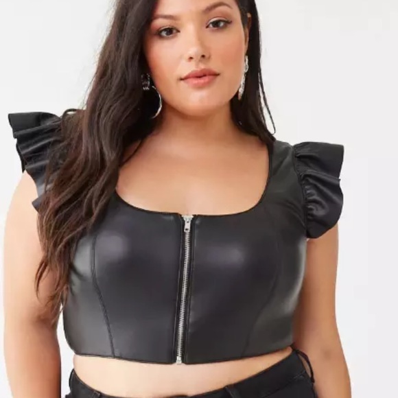 faux leather crop top forever 21